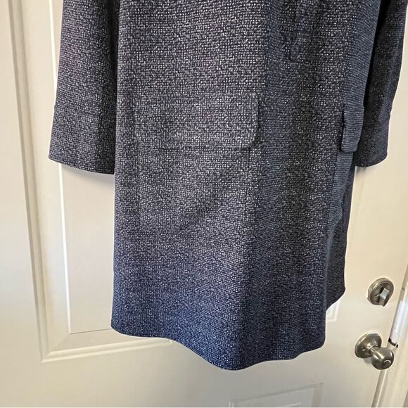 Lila Rose Blue Black Print Stretch 1/4 Button Popover Shirt Dress Academia 8 M - Picture 3 of 12